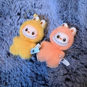 Labubu Y and J authentic- Cute Yellow and Orange Plush Keychains
